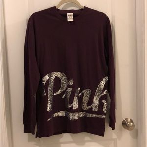 Maroon sequins Pink tee NWOT